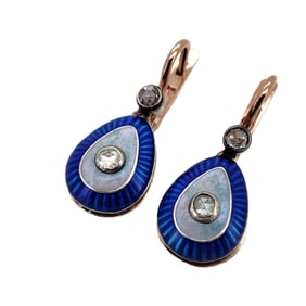 Vintage Art Deco Imperial Era Rose gold, Diamond, Enamel