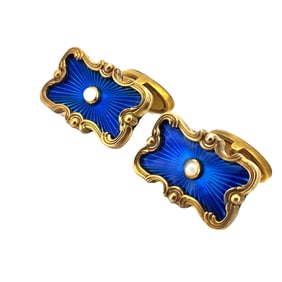 Vintage Imperial Russian Era Gilded Silver Enamel Cufflinks. Total weight; 18.9 grams. Dimensions; L