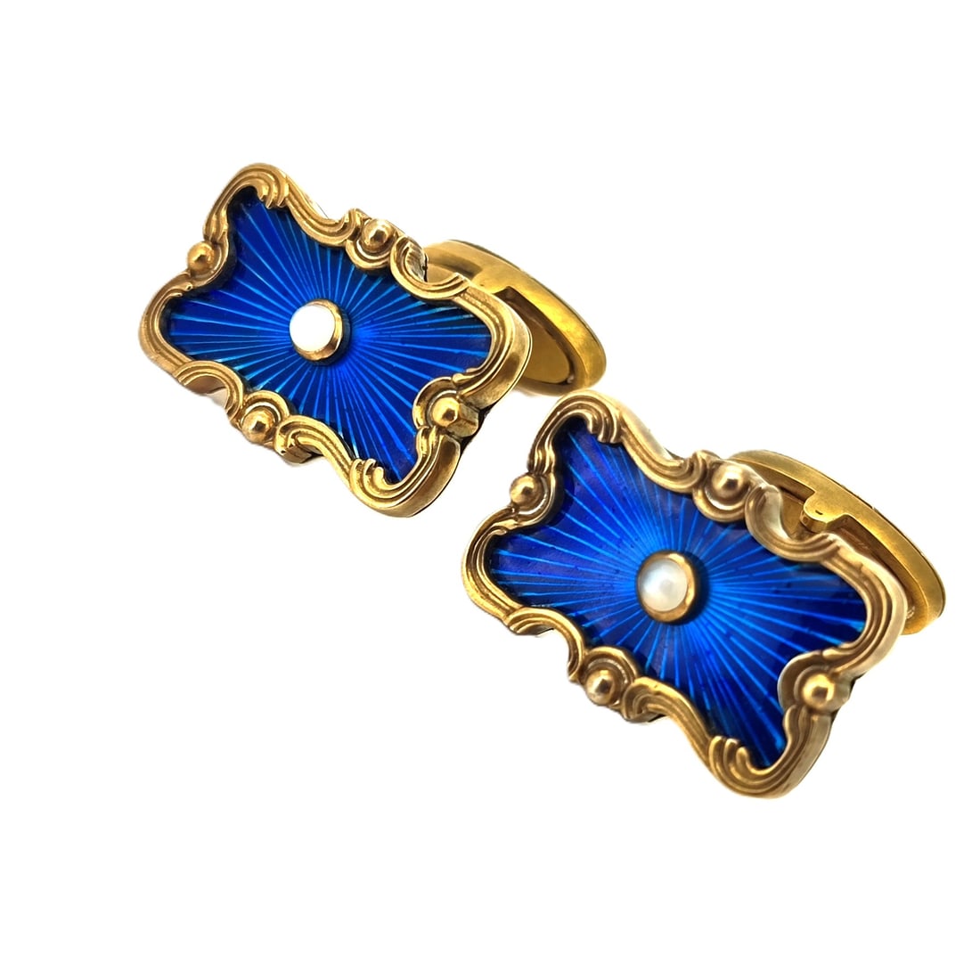 Vintage Imperial Russian Era Gilded Silver Enamel Cufflinks. Total weight; 18.9 grams. Dimensions; L: Vintage Imperial Russian Era Gilded Silver Enamel Cufflinks. Total weight; 18.9 grams. Dimensions; L 24.20 mm. W 16.00 mm. Russian hallmarks; 88 KF Cyrillic