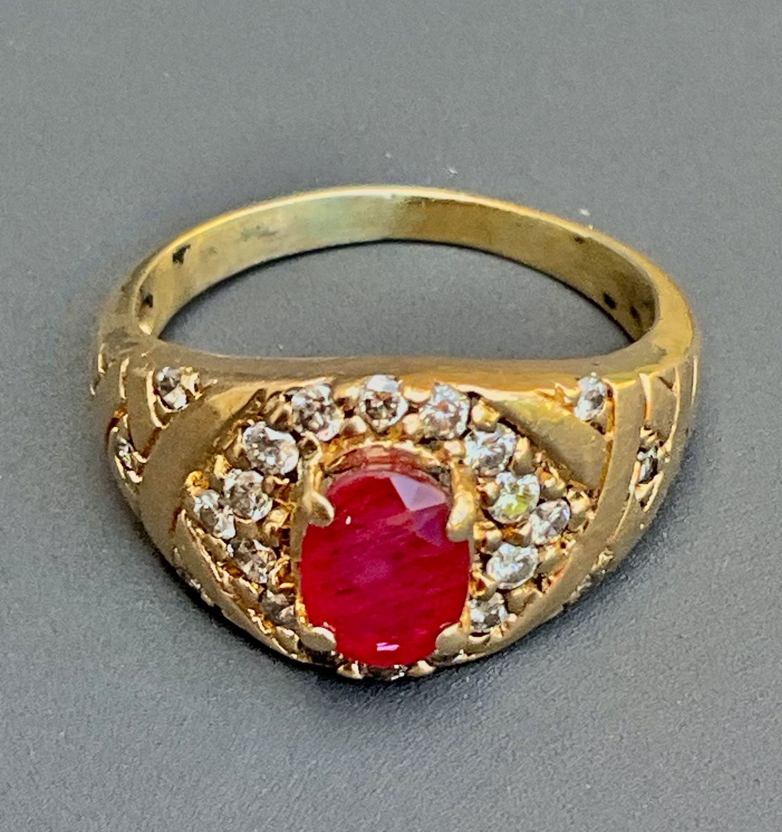 Russian gold Diamond Ruby Ring (1 of 8)