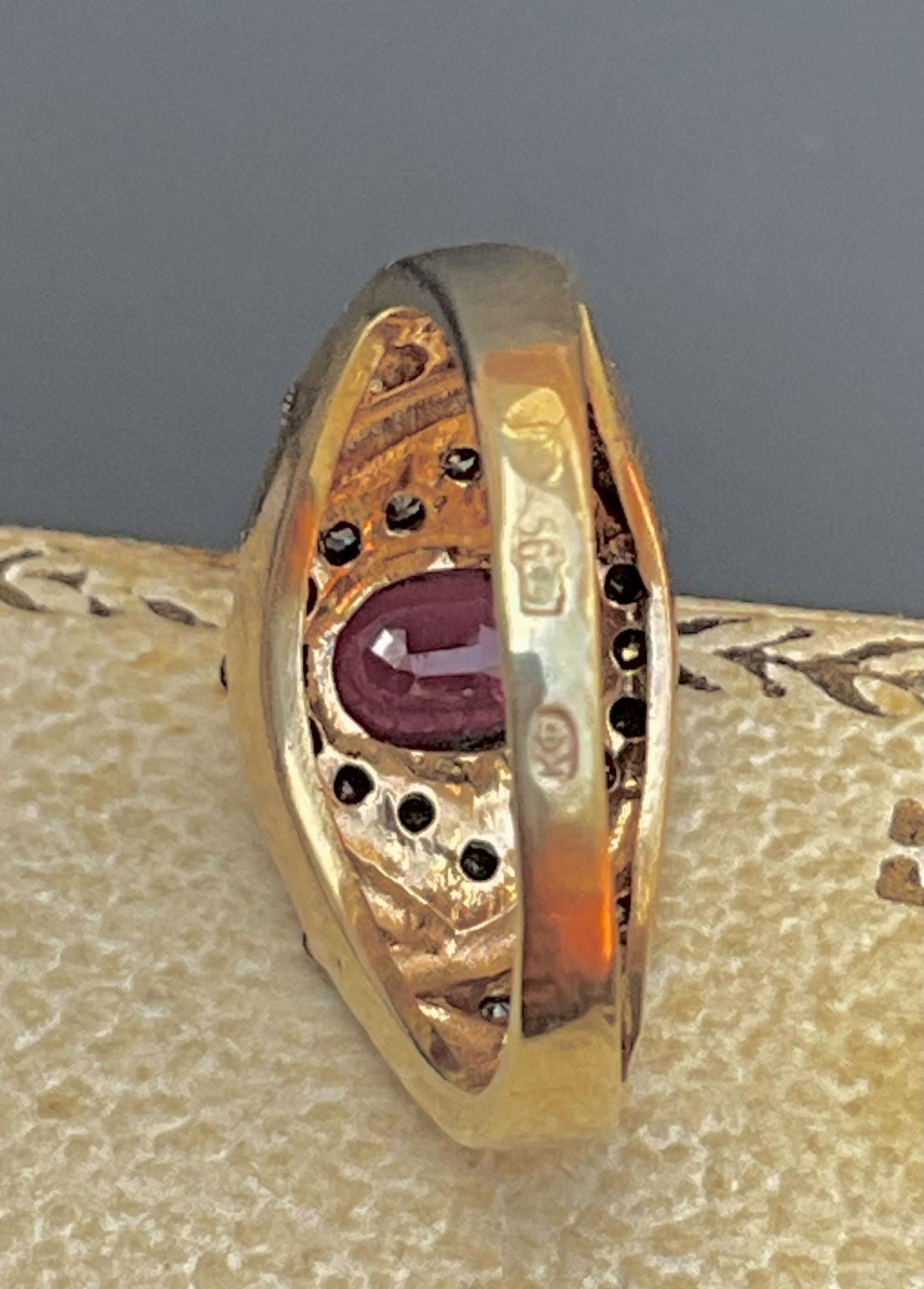 Russian gold Diamond Ruby Ring - 3