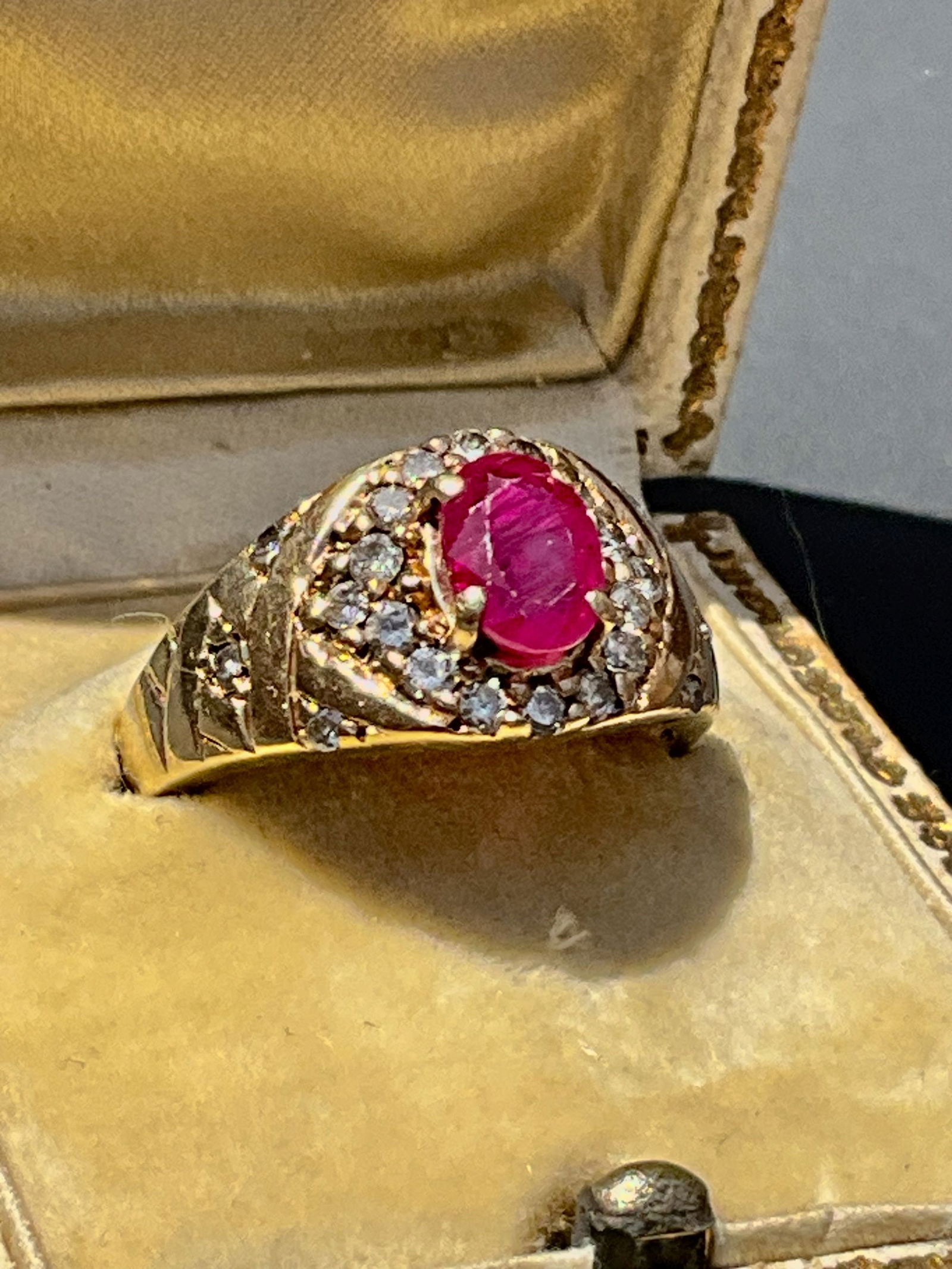 Russian gold Diamond Ruby Ring - 6