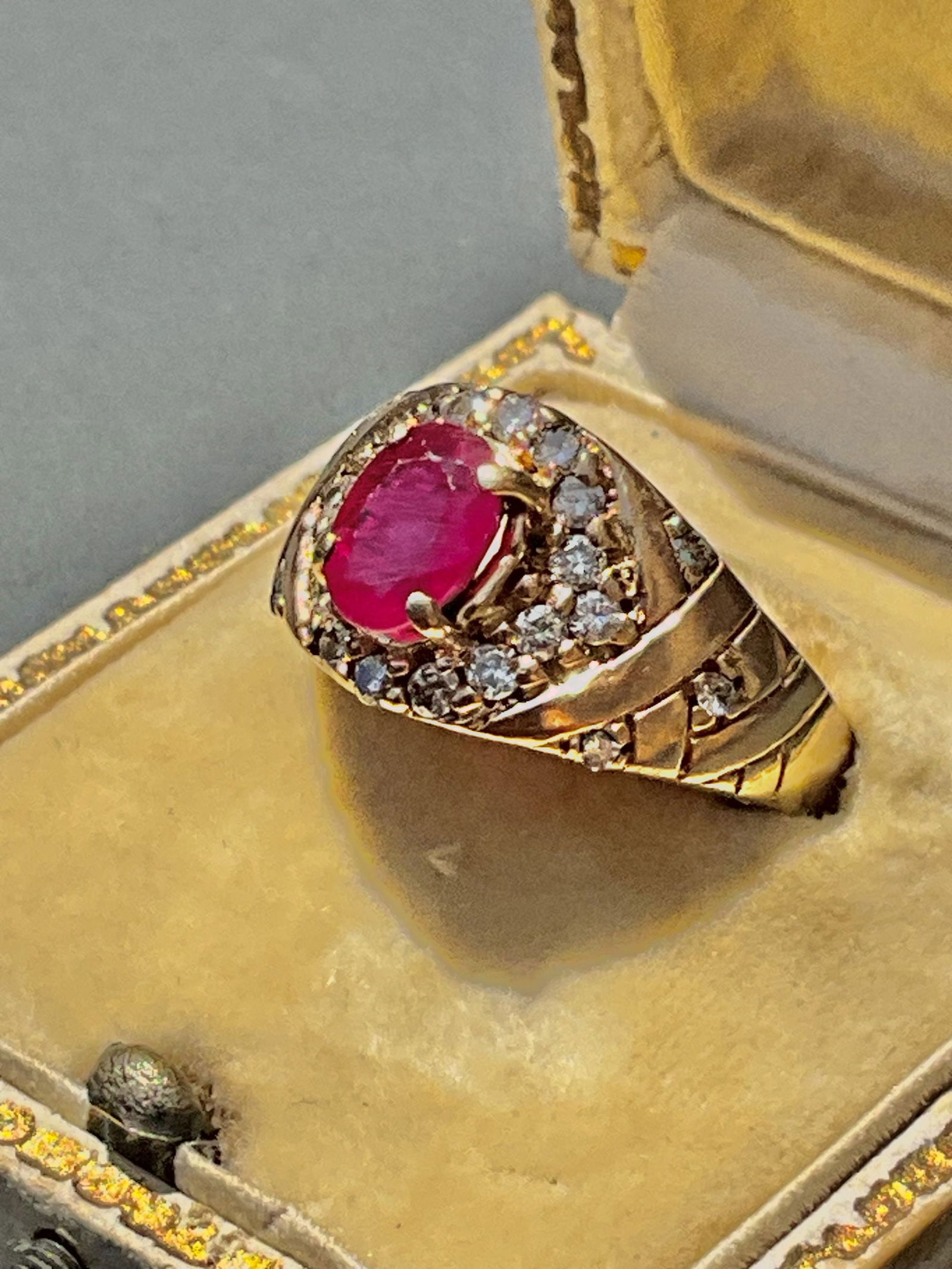 Russian gold Diamond Ruby Ring - 7