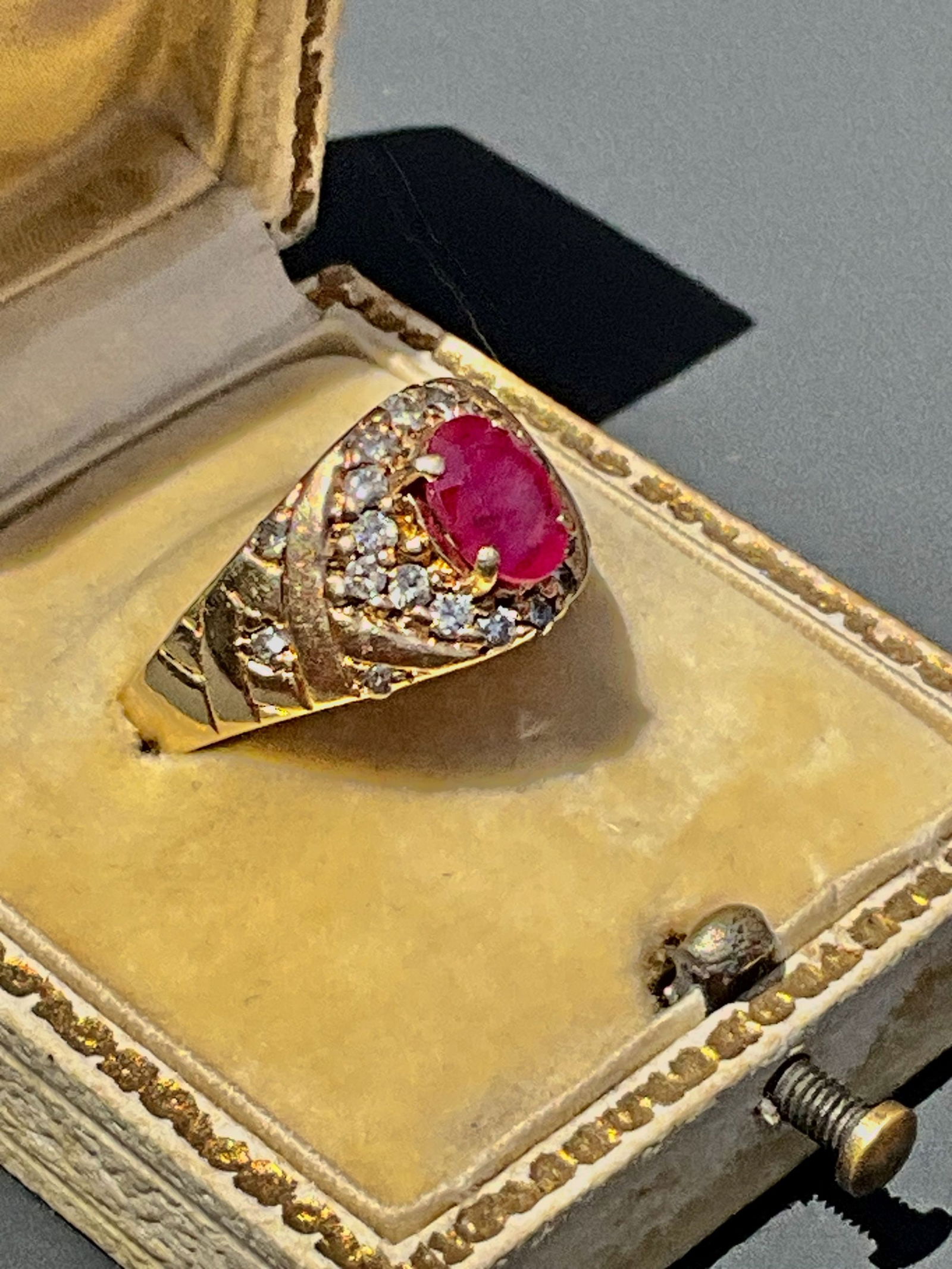 Russian gold Diamond Ruby Ring - 8