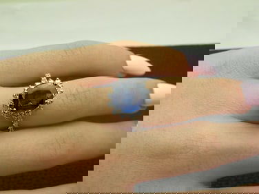 GIA 2.99 Carat Oval Cut Royal Blue Sapphire & Diamond Halo Cocktail