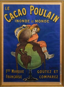 Le Cacao Poulain, Inonde le Monde France, circa 1900.  Color lithographic poster on paper Framed