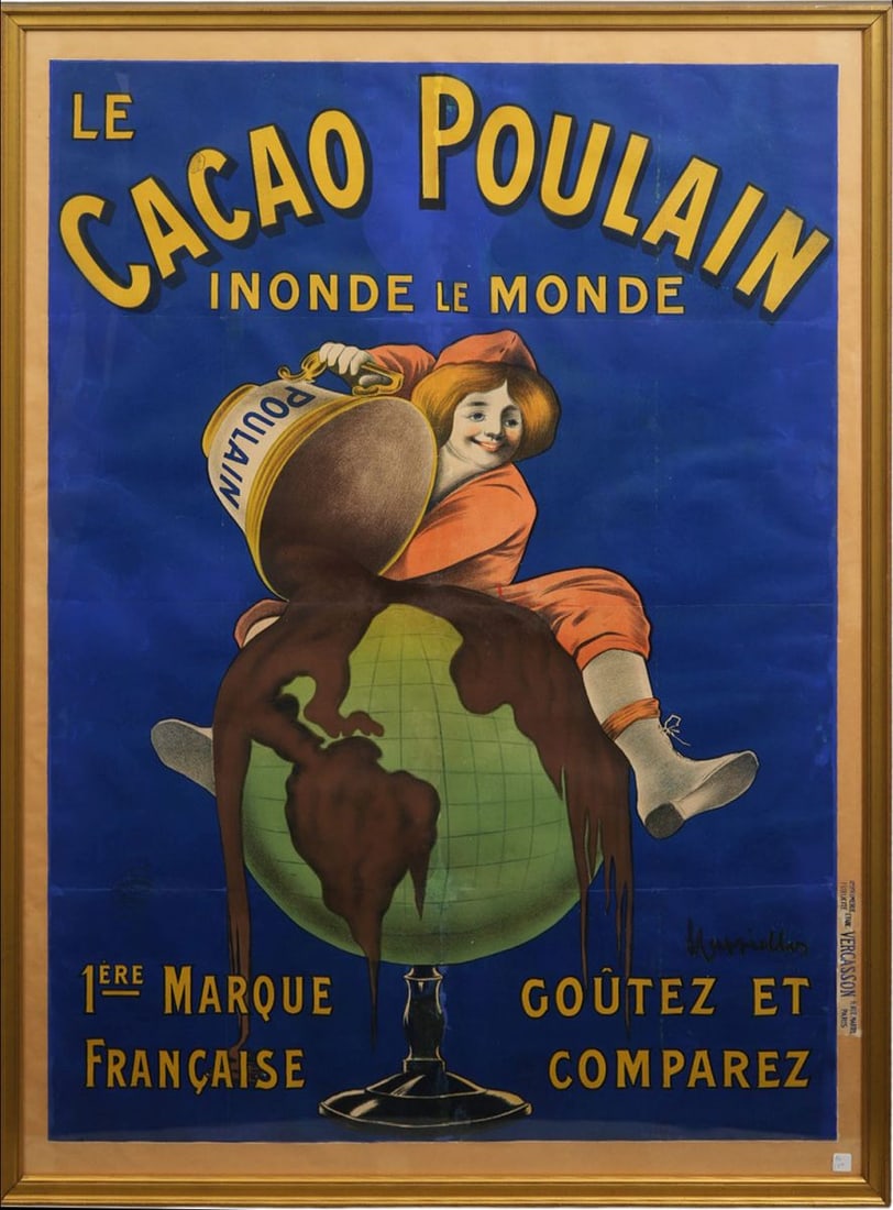Le Cacao Poulain, Inonde le Monde France, circa 1900. Color lithographic poster on paper Framed (1 of 10)