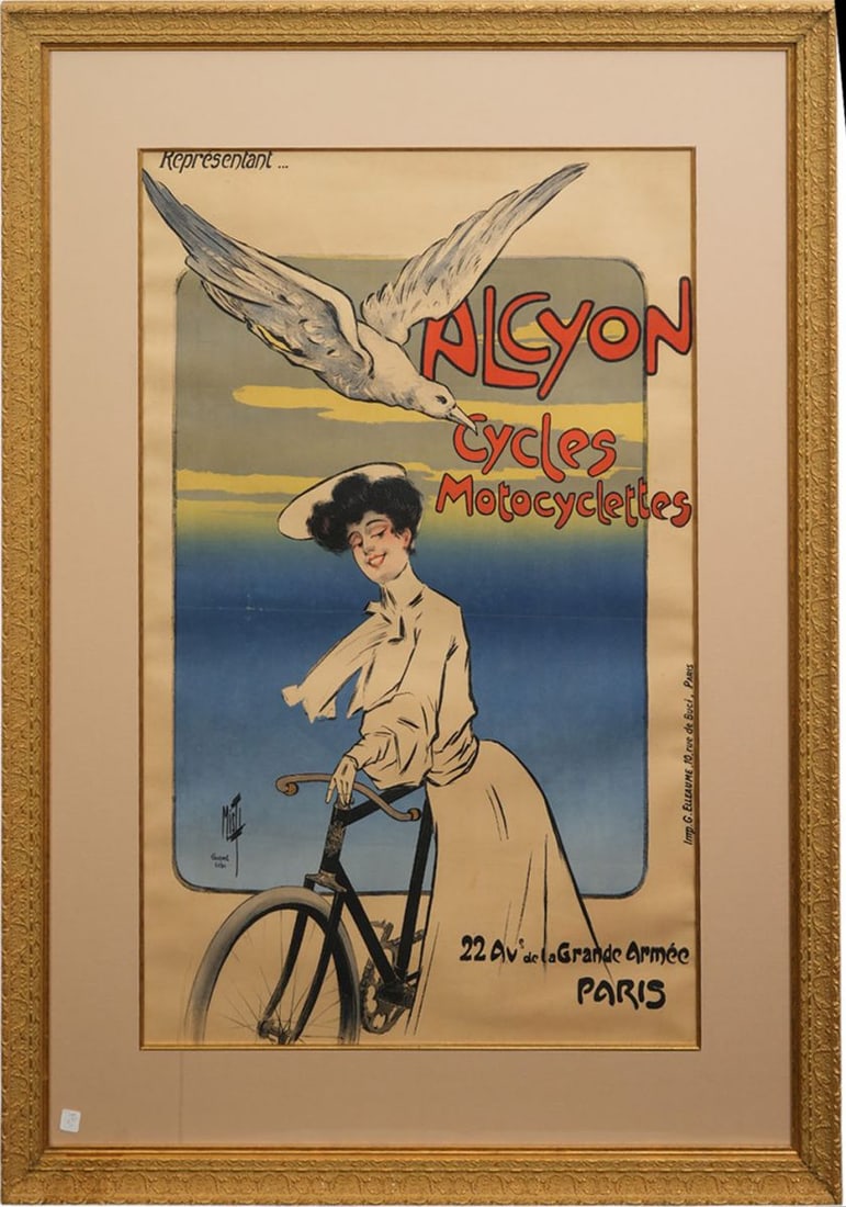 Alcyon Cycles Motocyclettes, France, circa 1900. Color lithographic poster on (1 of 7)