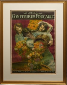 Les Délicieuses Confitures Foucault. France, circa 1900.  Color lithographic poster on paper Framed