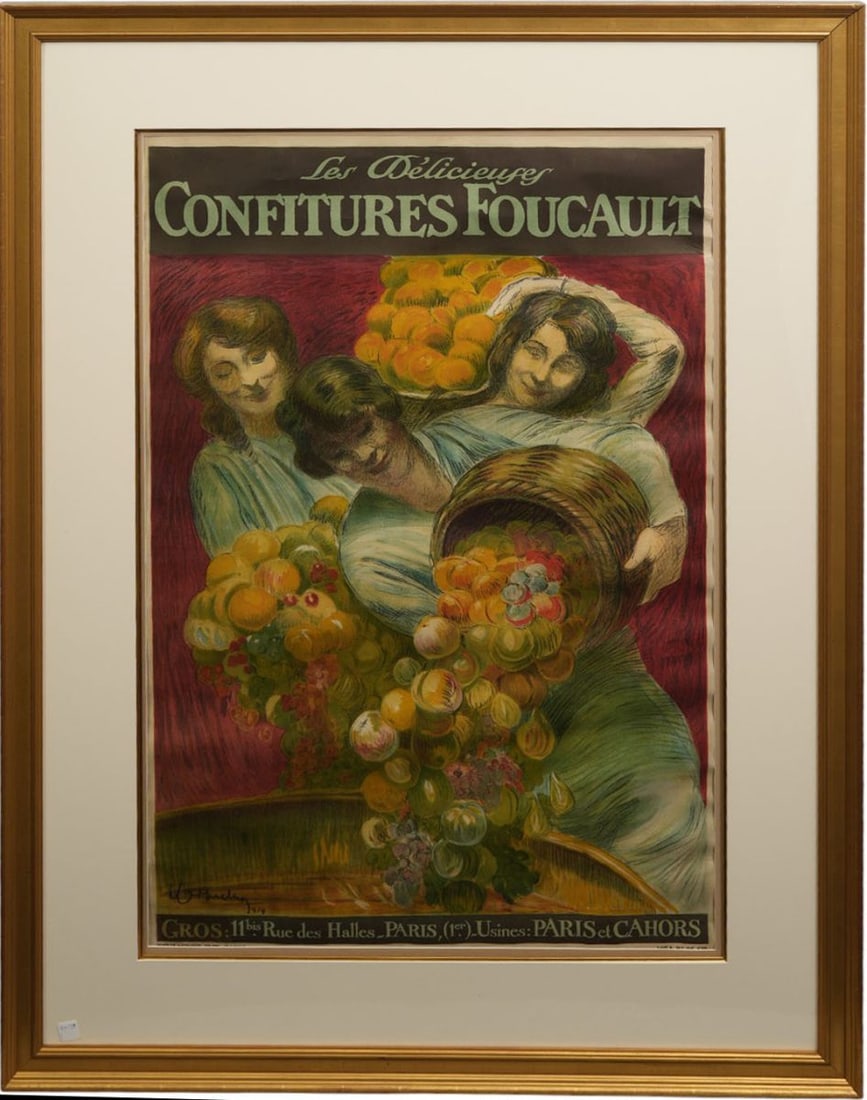 Les Délicieuses Confitures Foucault. France, circa 1900. Color lithographic poster on paper Framed (1 of 10)