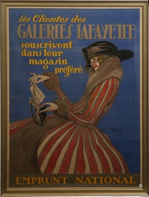 Les Clientes des Galeries Lafayette – Emprunt National.  France, 1920.  Color lithographic poster