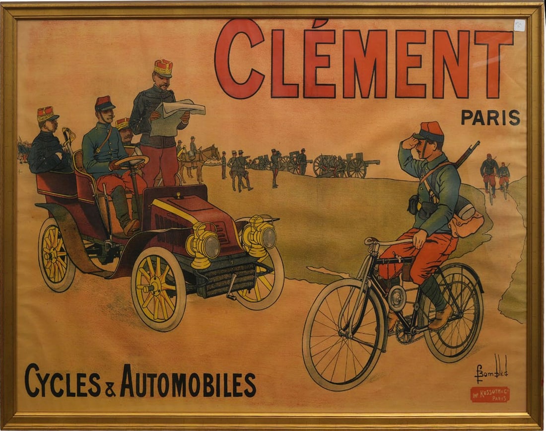Clément – Cycles & Automobiles, France circa 1900. Color lithographic poster on paper, Framed 50 (1 of 3)