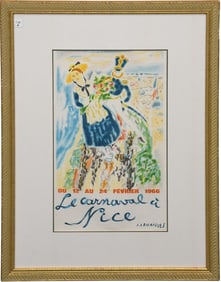 Marc Chagall (1887–1985) Le Carnaval à Nice. France 1966. Color lithographic poster on paper,