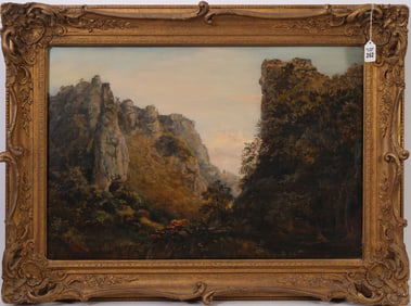 Edward Holmes (British 1841-1891) oil on canvas, Landscape,  18-1/2 x 27 inches. overall size 25x34