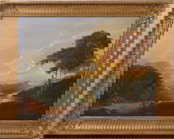 18 Century English school Landscape, on reline canvas by F Alexander. 18 x 24 overall framed size 23