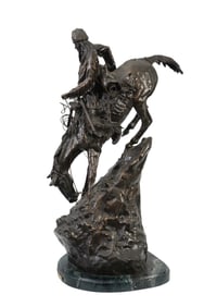 Frederic Remington (American, 1861-1909) "Mountain Man" bronze sculpture. This bronze sculpture