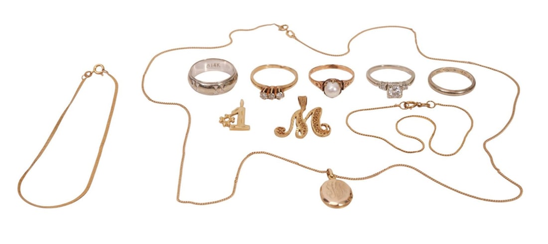 14K Yellow & White Gold Jewelry Lot. 5 Rings size 5.5 - 6.5 Diamond ring .33 carats Si1 G/H, 1 (1 of 16)