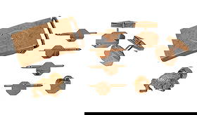 14K Yellow Gold Lot. Belt Buckle engraved. Bass with diamond eye tie tac. 3 pairs of cufflinks with: 14K Yellow Gold Lot. Belt Buckle engraved. Bass with diamond eye tie tac. 3 pairs of cufflinks with diamond accent and matching tie tac. WT. 37 grams