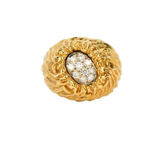 18K Yellow Gold Diamond Dome Ring. Size 7 wt. 27.1