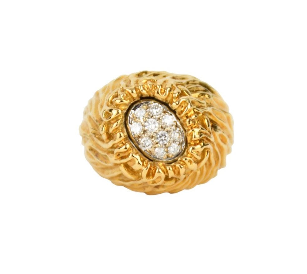 18K Yellow Gold Diamond Dome Ring. Size 7 wt. 27.1 (1 of 7)