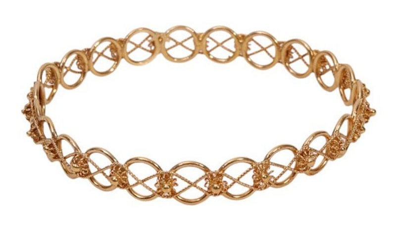 18K Yellow Gold Circular Bangel Bracelet. 7.5" inner circumference. Wt. 15.5 Grams (1 of 3)