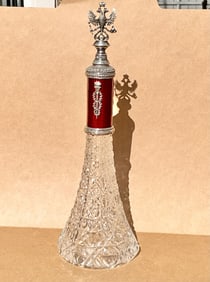 Russian Imperial Cut Crystal, Enameled Silver & Diamond Perfume