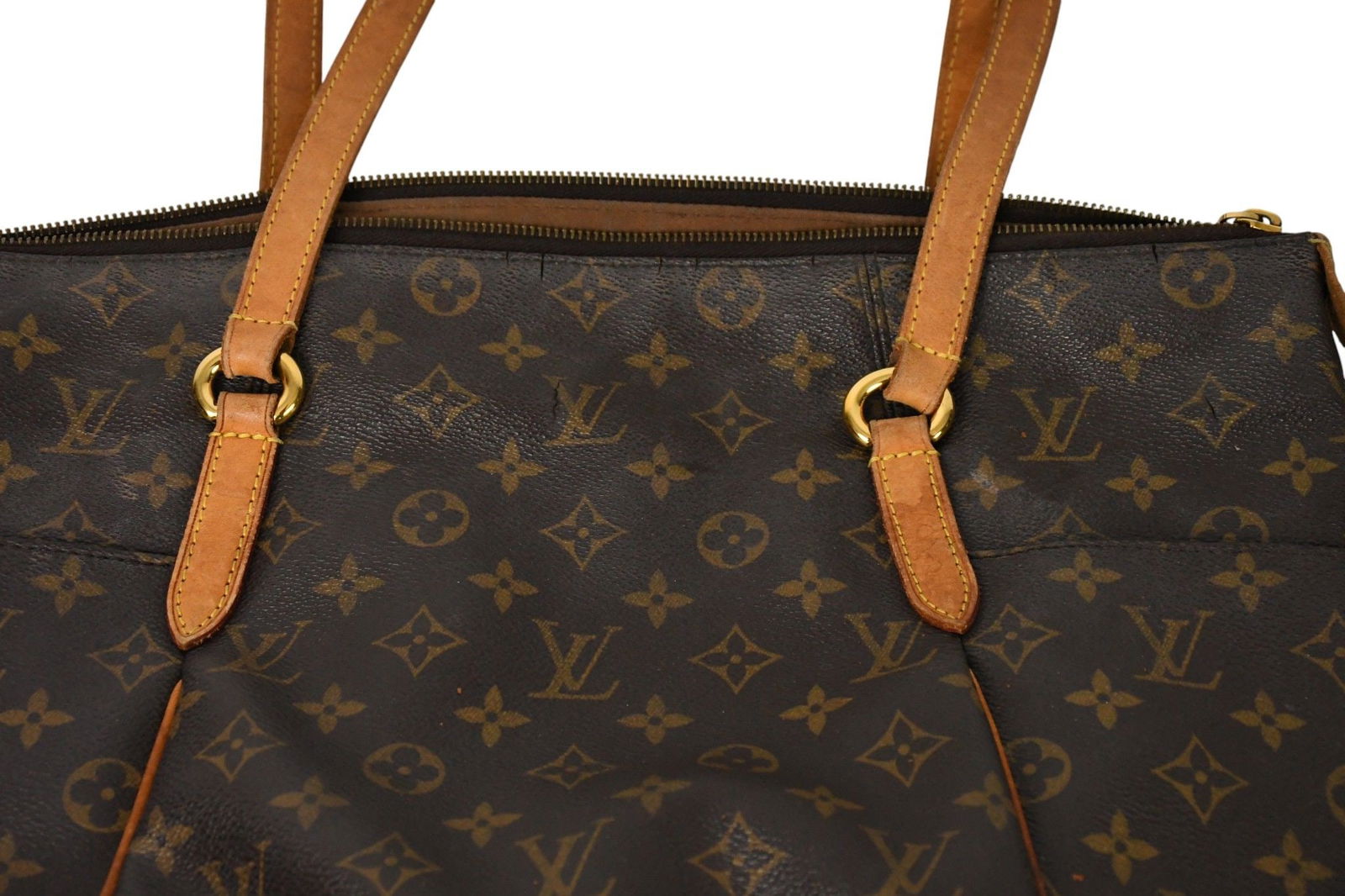 Lot of 2 Vintage Louis Vuitton Handbags, 1 Monogram Tote (16"W x 11"H), 1 Damier Ebene Tote (14"W x - 3