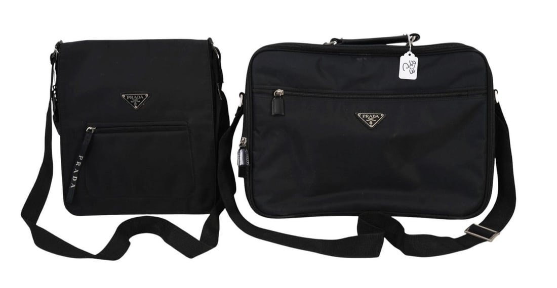 2 Prada Vinyl Bags, Crossbody & Computer Bag (Good Condition, Not Authenticated): 2 Prada Vinyl Bags, Crossbody & Computer Bag (Good Condition, Not Authenticated)