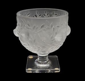Lalique Crystal Pedestal "Elisabeth" Vase, 5 1/2"h x 5"w
