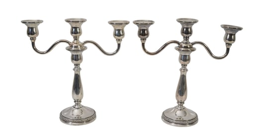 Pair International Sterling Silver Candelabra, Prelude Pattern, 9 3/4"h x 10"w