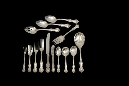 Reed & Barton Sterling Silver Flatware Set, Marlborough Pattern 1906, 12 Dinner Knives (9 1/2"L), 11