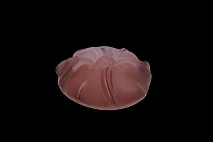Lalique 'Jimson' Flower Crystal Paperweight - France, 20th century. Smokey purple-pink crystal with