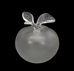 Lalique Crystal Grand Pomme Apple Perfume Bottle - France, 20th century. Clear frosted and polished