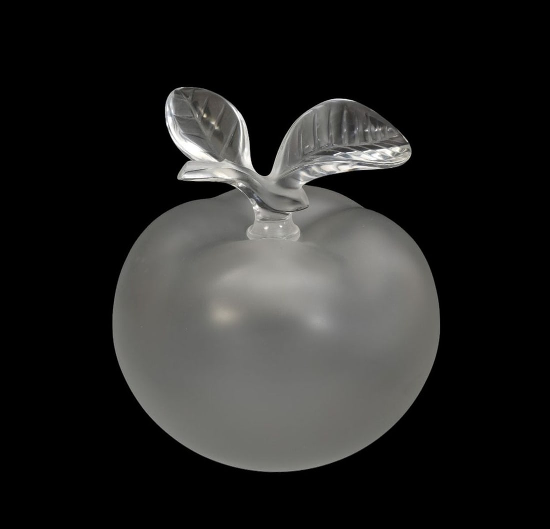 Lalique Crystal Grand Pomme Apple Perfume Bottle - France, 20th century. Clear frosted and polished (1 of 6)