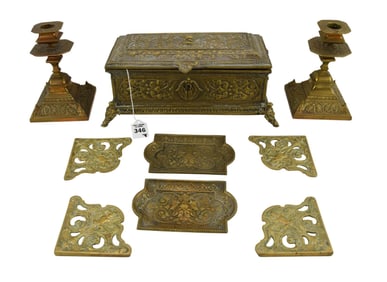 Grouping of Antique Victorian Brass Articles - England, Continental Europe, c. 19th century. Each