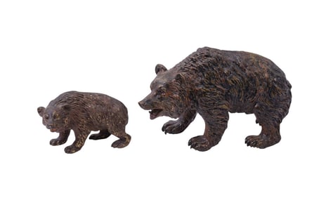 Austrian Cold Painted Bronze Bear & Cub Figurines, C. 1900, probably Vienna, Austria, Franz Bergman