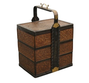 Chinese 3 Tier Woven Wedding Basket, 26"H x 19"w x 14"d