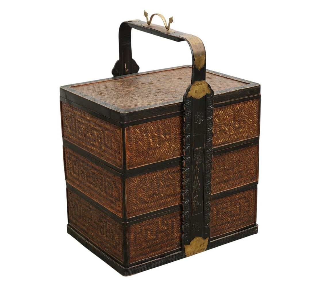 Chinese 3 Tier Woven Wedding Basket, 26"H x 19"w x 14"d (1 of 6)