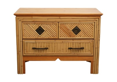 3 Drawer Chest, Blond Colored Rattan with Pine Top, 30"h x 41"w x 20 1/2"d