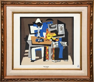 Picasso Lithograph, 3 musicians, 20 x 24 inches.