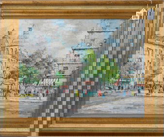 Ota Grigar (Czech, 1910-1968) oil on canvas, Paris street scene by Ulta Grigar, canvas 16 x 20