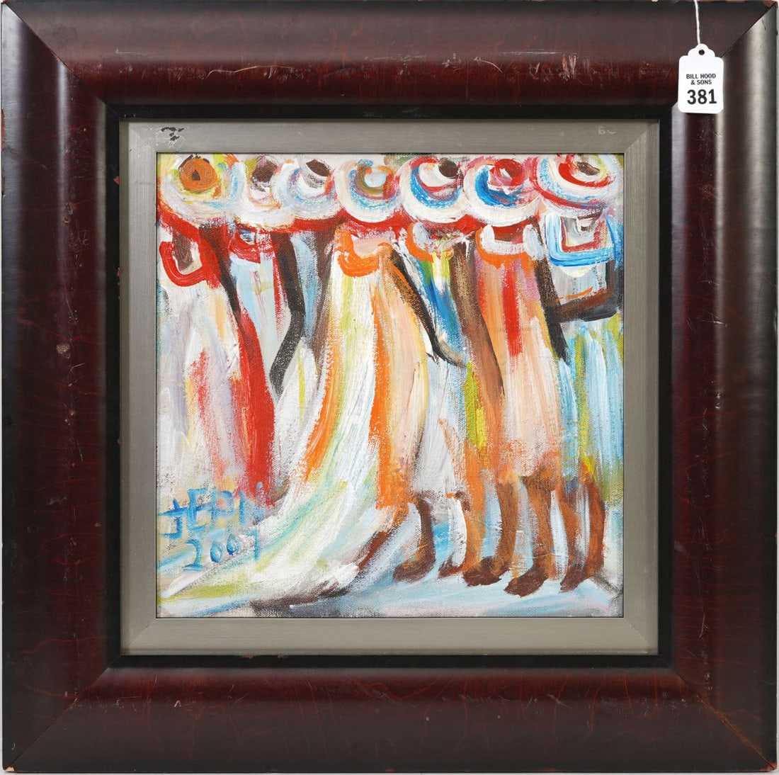 Jean Grigori 20th Century Italian, Oil on canvas. Ladies-2007. signed and dated canvas size 12 x 12 (1 of 3)