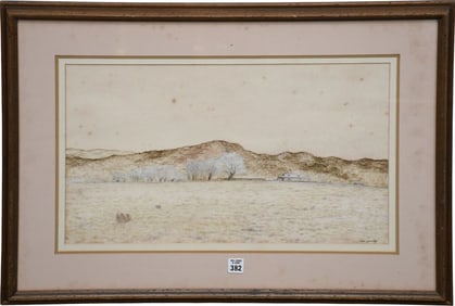 Jackson Morey Hensley (Am. Born 1940) watercolor of New Mexico,  has some foxing, site size 12 1/2 x