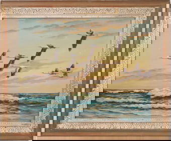 James Pearson ocean waves and seagulls sign lower right oil on canvas couple small repairs canvas 24
