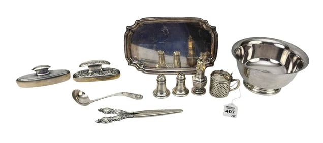 Group of Antique Sterling Silver Articles, 20 ozt - Ten item of mostly American sterling silver.