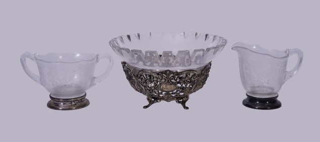 Group of Three Glass and Silver Articles, Hanau Bowl - Germany and America. Comprising: A Weinranck