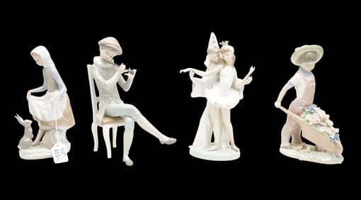 4 Lladro Porcelain Figures, 9-10"h