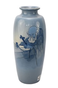 Vintage Weller Dickens ware Blue Monk Vase, 16"h
