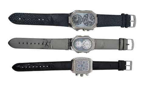 3 Designer Watches. 2 Phillip Stein Teslar Ladies and Men's watch with leather bands  and  1