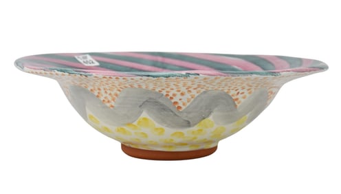 Mackenzie Childs Ceramic Bowl, 4 1/2"h x 15"dia
